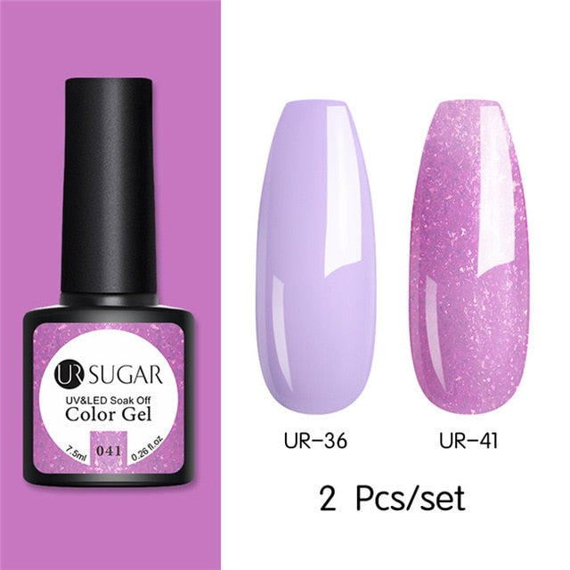 UR SUGAR Glitter UV Gel Nail Polish Set Nude Color Series Led Nail Gel Varnish Semi Permanent Nail varnish Sequins Gel 2pcs/set
