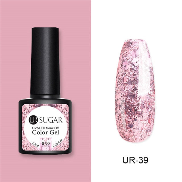 UR SUGAR Glitter UV Gel Nail Polish Set Nude Color Series Led Nail Gel Varnish Semi Permanent Nail varnish Sequins Gel 2pcs/set