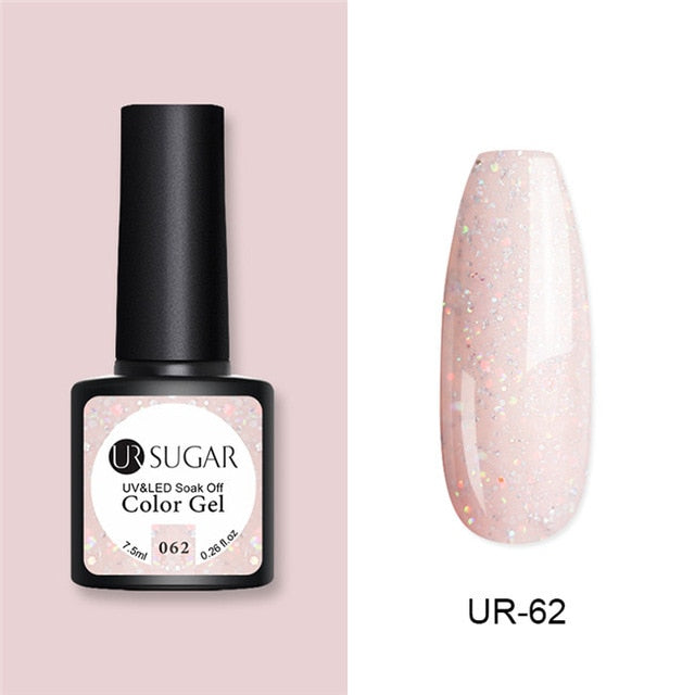 UR SUGAR Glitter UV Gel Nail Polish Set Nude Color Series Led Nail Gel Varnish Semi Permanent Nail varnish Sequins Gel 2pcs/set
