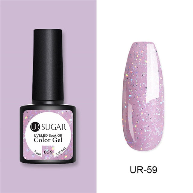 UR SUGAR Glitter UV Gel Nail Polish Set Nude Color Series Led Nail Gel Varnish Semi Permanent Nail varnish Sequins Gel 2pcs/set