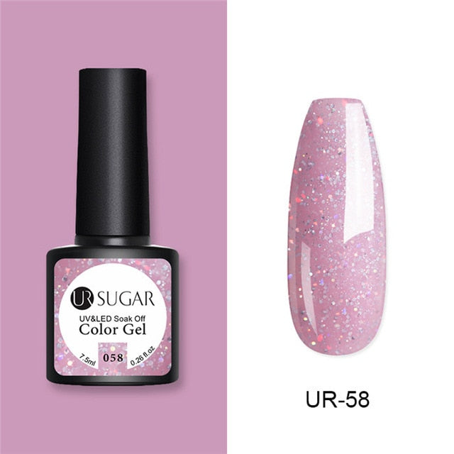 UR SUGAR Glitter UV Gel Nail Polish Set Nude Color Series Led Nail Gel Varnish Semi Permanent Nail varnish Sequins Gel 2pcs/set