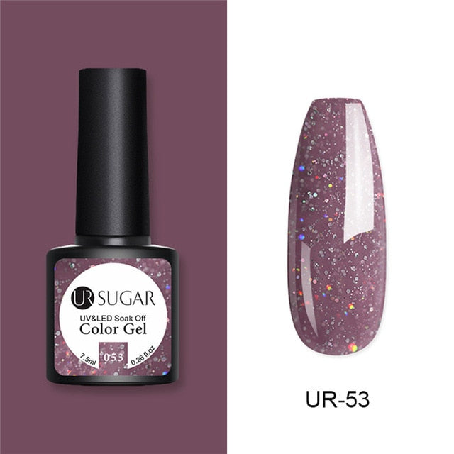 UR SUGAR Glitter UV Gel Nail Polish Set Nude Color Series Led Nail Gel Varnish Semi Permanent Nail varnish Sequins Gel 2pcs/set
