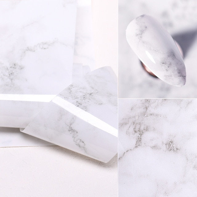100/50x4cm Nail Foils Marble Series Pink Blue Foils Paper Nail Art Transfer Sticker Slide Nail Art Decal Nails Accessories 1 Box