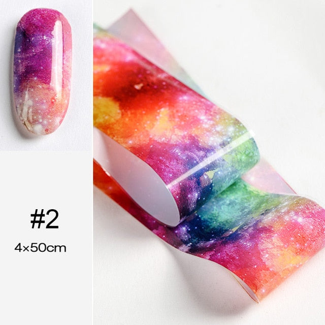 100/50x4cm Nail Foils Marble Series Pink Blue Foils Paper Nail Art Transfer Sticker Slide Nail Art Decal Nails Accessories 1 Box