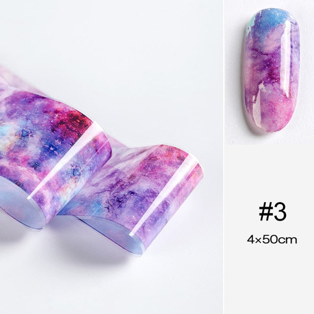 100/50x4cm Nail Foils Marble Series Pink Blue Foils Paper Nail Art Transfer Sticker Slide Nail Art Decal Nails Accessories 1 Box