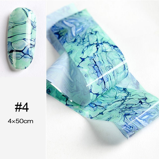 100/50x4cm Nail Foils Marble Series Pink Blue Foils Paper Nail Art Transfer Sticker Slide Nail Art Decal Nails Accessories 1 Box