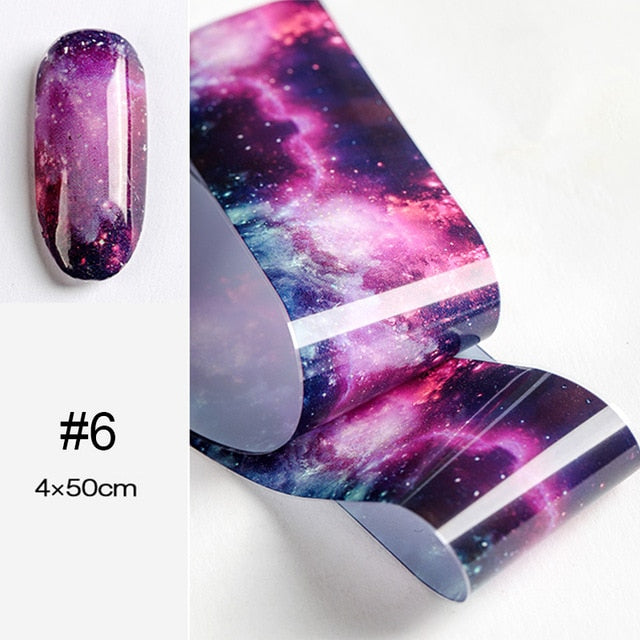 100/50x4cm Nail Foils Marble Series Pink Blue Foils Paper Nail Art Transfer Sticker Slide Nail Art Decal Nails Accessories 1 Box
