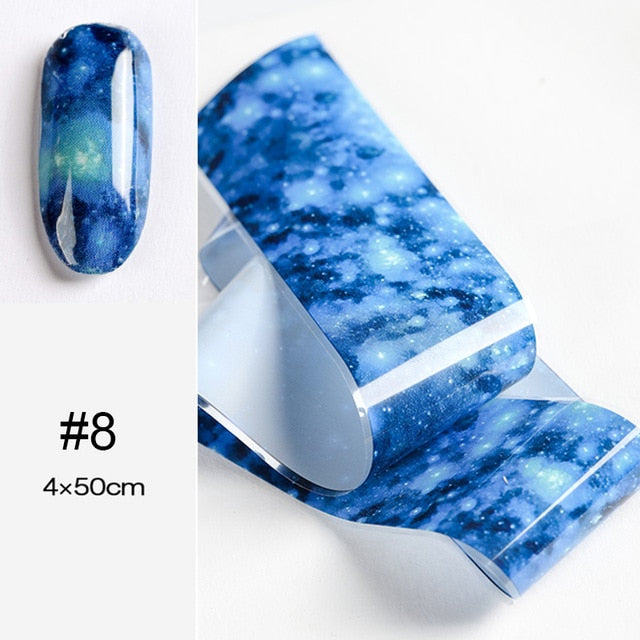 100/50x4cm Nail Foils Marble Series Pink Blue Foils Paper Nail Art Transfer Sticker Slide Nail Art Decal Nails Accessories 1 Box