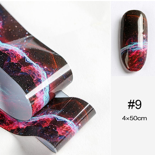 100/50x4cm Nail Foils Marble Series Pink Blue Foils Paper Nail Art Transfer Sticker Slide Nail Art Decal Nails Accessories 1 Box