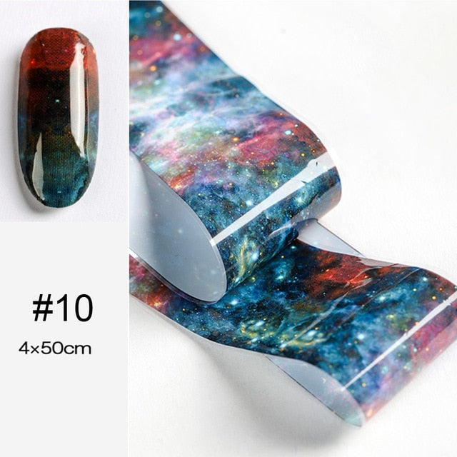 100/50x4cm Nail Foils Marble Series Pink Blue Foils Paper Nail Art Transfer Sticker Slide Nail Art Decal Nails Accessories 1 Box