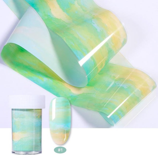 100/50x4cm Nail Foils Marble Series Pink Blue Foils Paper Nail Art Transfer Sticker Slide Nail Art Decal Nails Accessories 1 Box
