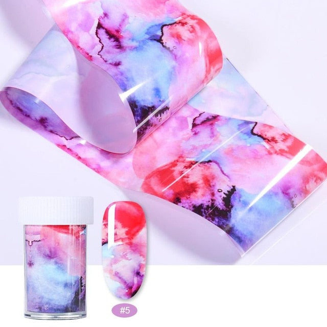100/50x4cm Nail Foils Marble Series Pink Blue Foils Paper Nail Art Transfer Sticker Slide Nail Art Decal Nails Accessories 1 Box