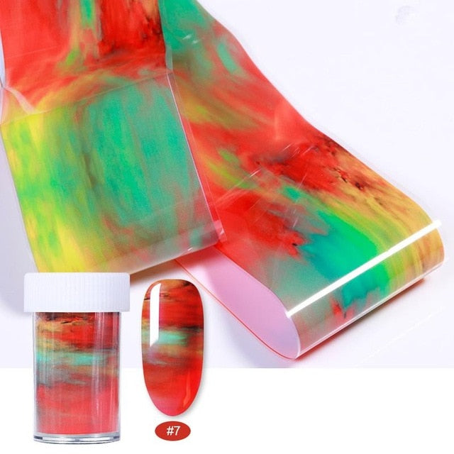 100/50x4cm Nail Foils Marble Series Pink Blue Foils Paper Nail Art Transfer Sticker Slide Nail Art Decal Nails Accessories 1 Box