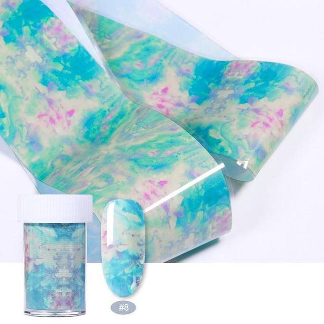 100/50x4cm Nail Foils Marble Series Pink Blue Foils Paper Nail Art Transfer Sticker Slide Nail Art Decal Nails Accessories 1 Box