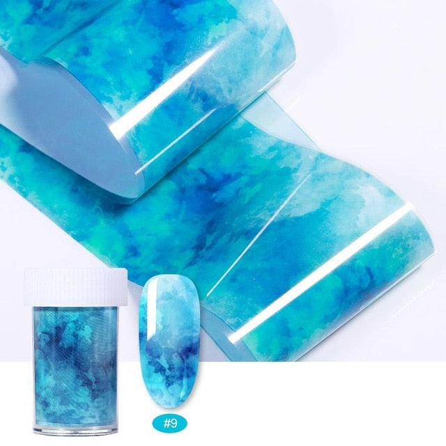 100/50x4cm Nail Foils Marble Series Pink Blue Foils Paper Nail Art Transfer Sticker Slide Nail Art Decal Nails Accessories 1 Box