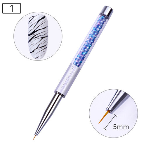 NICOLE DIARY UV Gel Brush Liner Painting Pen Acrylic Drawing Brush for Nails Gradient Rhinestone Handle  Nail Art Tool