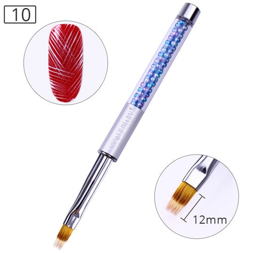 NICOLE DIARY UV Gel Brush Liner Painting Pen Acrylic Drawing Brush for Nails Gradient Rhinestone Handle  Nail Art Tool