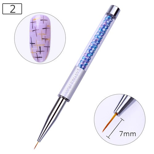 NICOLE DIARY UV Gel Brush Liner Painting Pen Acrylic Drawing Brush for Nails Gradient Rhinestone Handle  Nail Art Tool