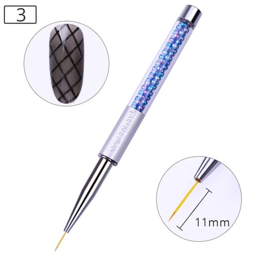 NICOLE DIARY UV Gel Brush Liner Painting Pen Acrylic Drawing Brush for Nails Gradient Rhinestone Handle  Nail Art Tool