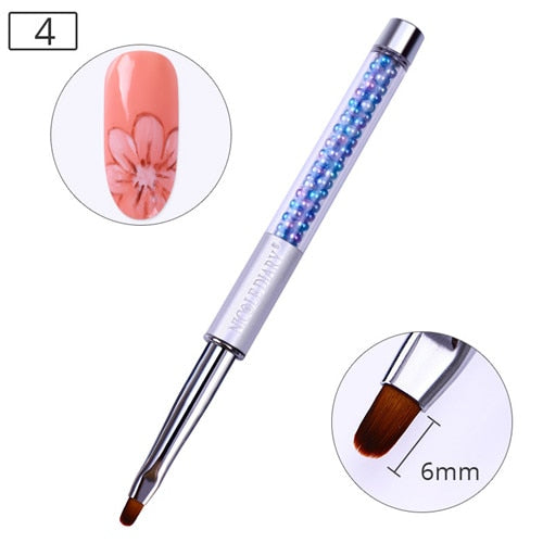 NICOLE DIARY UV Gel Brush Liner Painting Pen Acrylic Drawing Brush for Nails Gradient Rhinestone Handle  Nail Art Tool