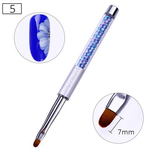 NICOLE DIARY UV Gel Brush Liner Painting Pen Acrylic Drawing Brush for Nails Gradient Rhinestone Handle  Nail Art Tool