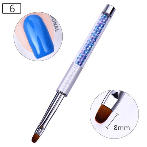NICOLE DIARY UV Gel Brush Liner Painting Pen Acrylic Drawing Brush for Nails Gradient Rhinestone Handle  Nail Art Tool