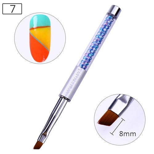 NICOLE DIARY UV Gel Brush Liner Painting Pen Acrylic Drawing Brush for Nails Gradient Rhinestone Handle  Nail Art Tool