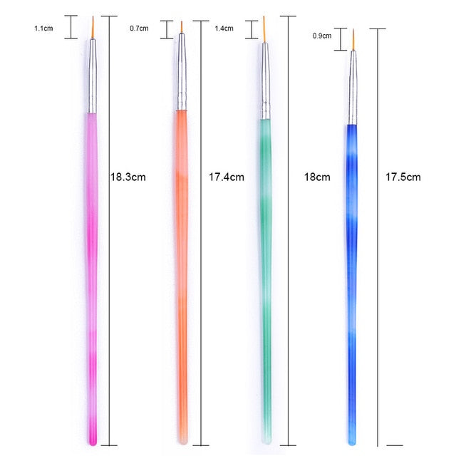 NICOLE DIARY UV Gel Brush Liner Painting Pen Acrylic Drawing Brush for Nails Gradient Rhinestone Handle  Nail Art Tool