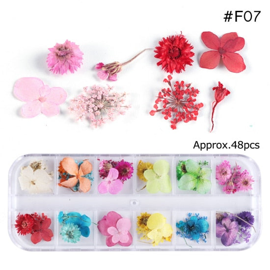 Mix Dried Flowers Nail Decorations Jewelry Natural Floral Leaf Stickers 3D Nail Art Designs Polish Manicure Accessories TRF01-10