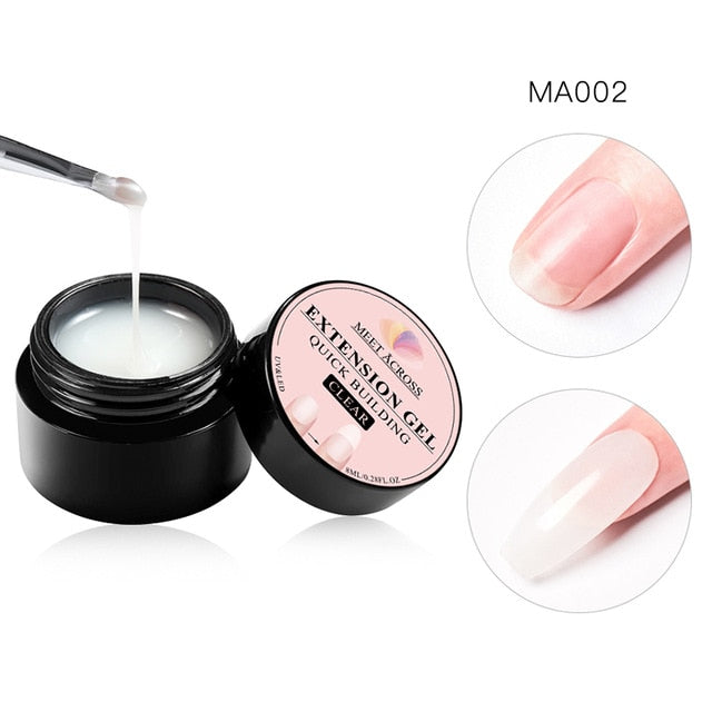 MEET ACROSS 6 colors Quick Building Nail Gel Poly UV Gel For Finger Extension UV Gel Polish Forms for Nail Extension Manicure