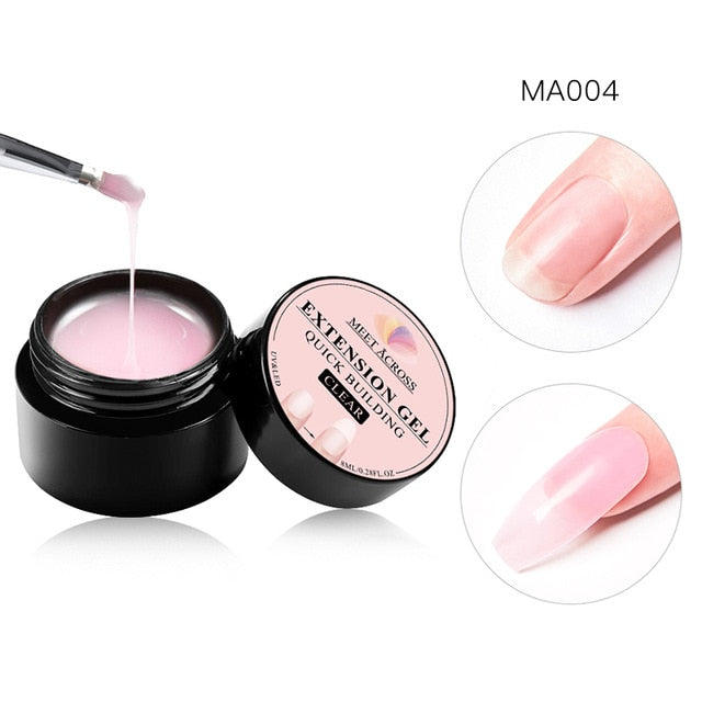 MEET ACROSS 6 colors Quick Building Nail Gel Poly UV Gel For Finger Extension UV Gel Polish Forms for Nail Extension Manicure