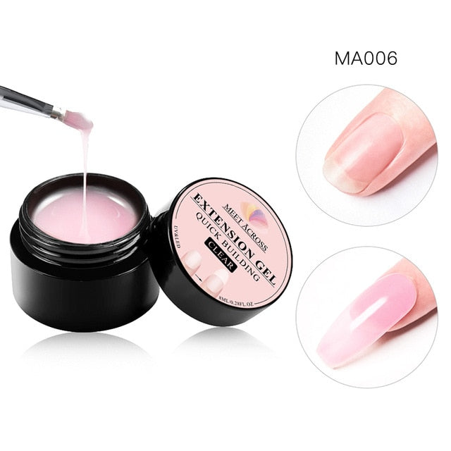 MEET ACROSS 6 colors Quick Building Nail Gel Poly UV Gel For Finger Extension UV Gel Polish Forms for Nail Extension Manicure