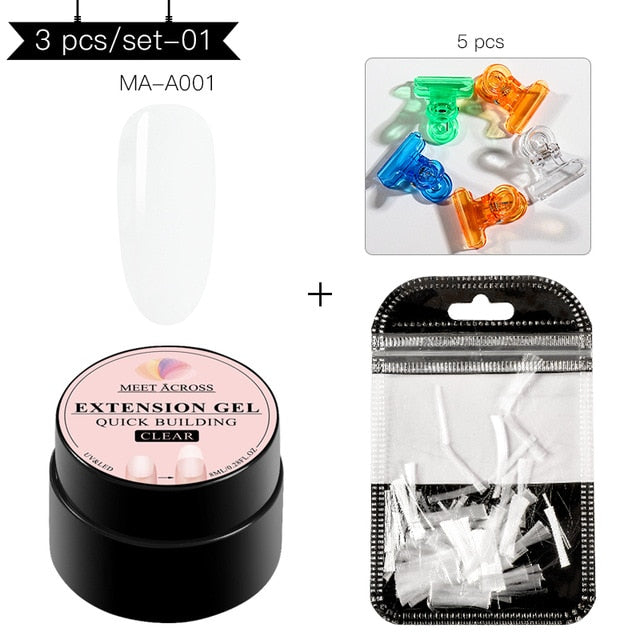 MEET ACROSS 6 colors Quick Building Nail Gel Poly UV Gel For Finger Extension UV Gel Polish Forms for Nail Extension Manicure