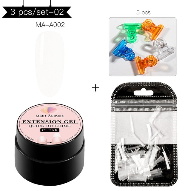 MEET ACROSS 6 colors Quick Building Nail Gel Poly UV Gel For Finger Extension UV Gel Polish Forms for Nail Extension Manicure