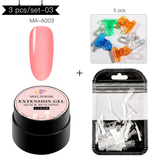 MEET ACROSS 6 colors Quick Building Nail Gel Poly UV Gel For Finger Extension UV Gel Polish Forms for Nail Extension Manicure