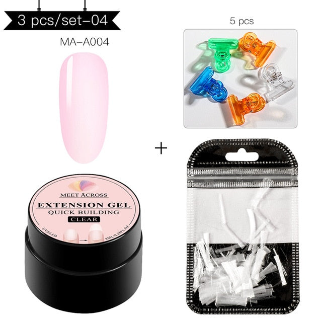MEET ACROSS 6 colors Quick Building Nail Gel Poly UV Gel For Finger Extension UV Gel Polish Forms for Nail Extension Manicure