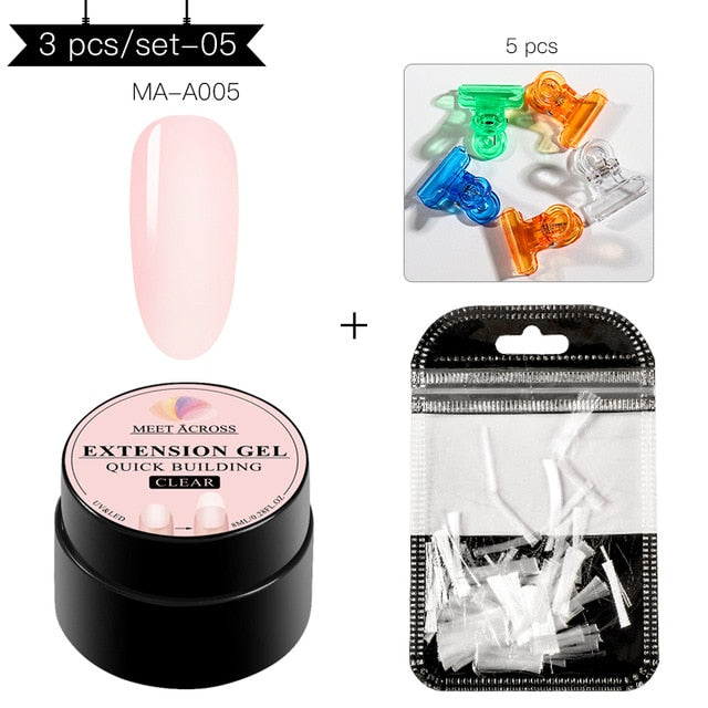 MEET ACROSS 6 colors Quick Building Nail Gel Poly UV Gel For Finger Extension UV Gel Polish Forms for Nail Extension Manicure