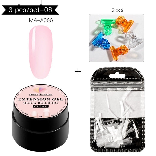 MEET ACROSS 6 colors Quick Building Nail Gel Poly UV Gel For Finger Extension UV Gel Polish Forms for Nail Extension Manicure