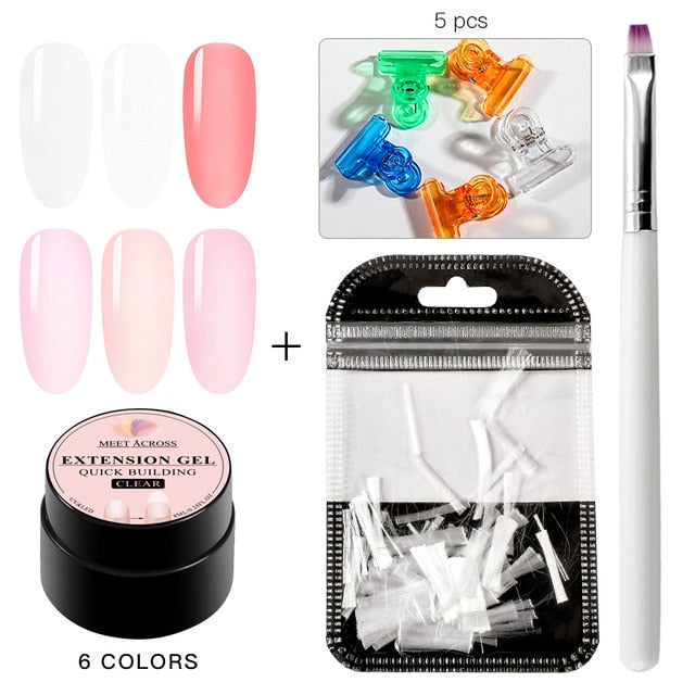 MEET ACROSS 6 colors Quick Building Nail Gel Poly UV Gel For Finger Extension UV Gel Polish Forms for Nail Extension Manicure