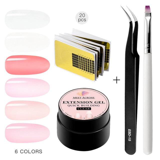 MEET ACROSS 6 colors Quick Building Nail Gel Poly UV Gel For Finger Extension UV Gel Polish Forms for Nail Extension Manicure