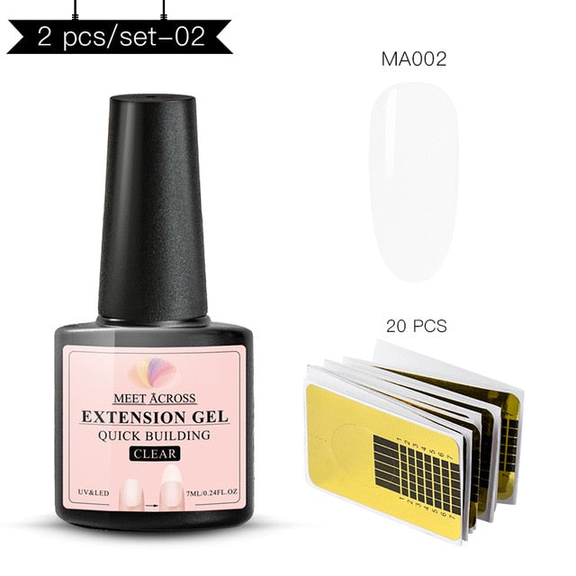MEET ACROSS 6 colors Quick Building Nail Gel Poly UV Gel For Finger Extension UV Gel Polish Forms for Nail Extension Manicure