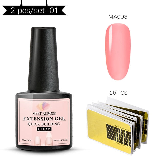 MEET ACROSS 6 colors Quick Building Nail Gel Poly UV Gel For Finger Extension UV Gel Polish Forms for Nail Extension Manicure
