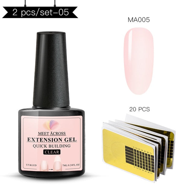 MEET ACROSS 6 colors Quick Building Nail Gel Poly UV Gel For Finger Extension UV Gel Polish Forms for Nail Extension Manicure