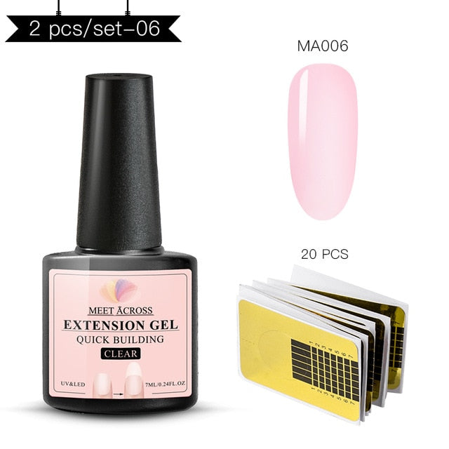 MEET ACROSS 6 colors Quick Building Nail Gel Poly UV Gel For Finger Extension UV Gel Polish Forms for Nail Extension Manicure