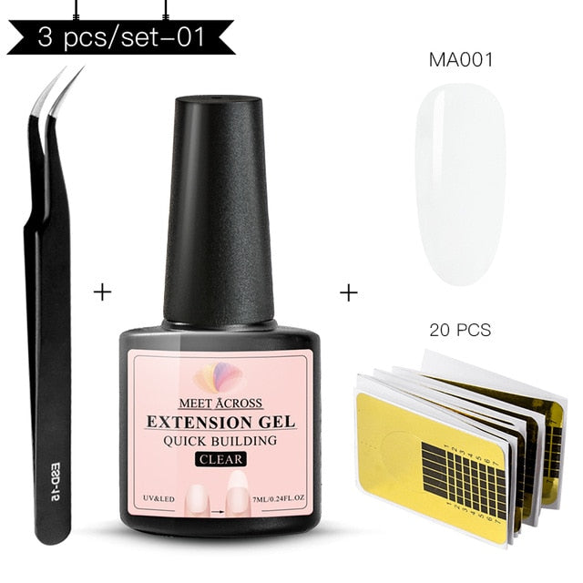 MEET ACROSS 6 colors Quick Building Nail Gel Poly UV Gel For Finger Extension UV Gel Polish Forms for Nail Extension Manicure