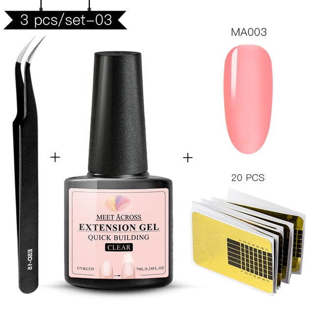 MEET ACROSS 6 colors Quick Building Nail Gel Poly UV Gel For Finger Extension UV Gel Polish Forms for Nail Extension Manicure