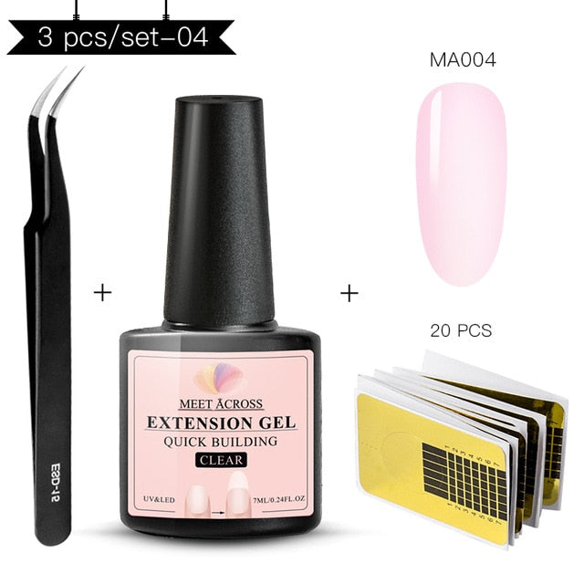 MEET ACROSS 6 colors Quick Building Nail Gel Poly UV Gel For Finger Extension UV Gel Polish Forms for Nail Extension Manicure