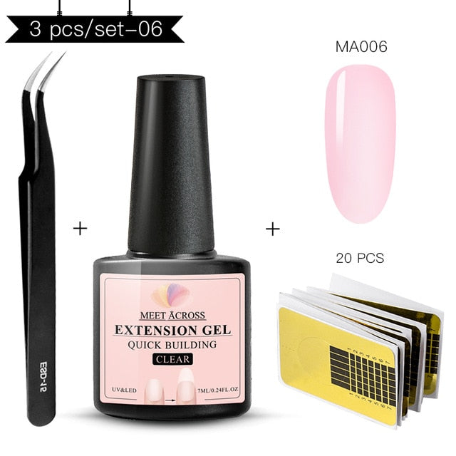 MEET ACROSS 6 colors Quick Building Nail Gel Poly UV Gel For Finger Extension UV Gel Polish Forms for Nail Extension Manicure