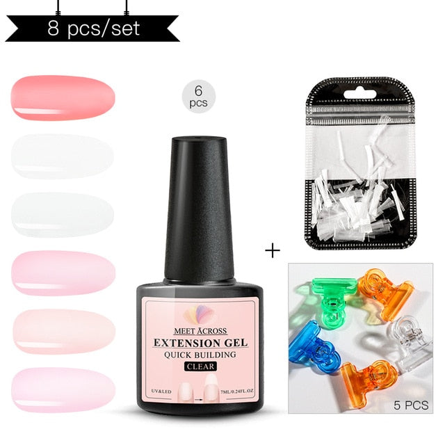 MEET ACROSS 6 colors Quick Building Nail Gel Poly UV Gel For Finger Extension UV Gel Polish Forms for Nail Extension Manicure