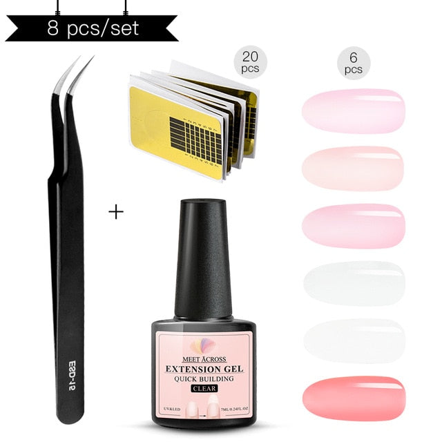 MEET ACROSS 6 colors Quick Building Nail Gel Poly UV Gel For Finger Extension UV Gel Polish Forms for Nail Extension Manicure